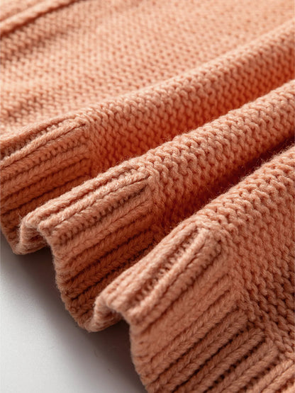 Pumpkin Tree Print Open Front Drop Shoulder Midi Cardigan