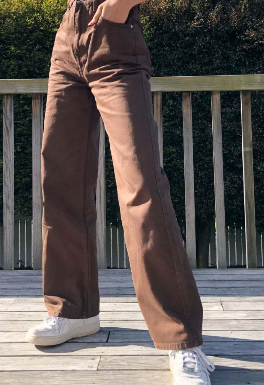 Women High Waist Retro Loose Straight Jeans Women Pants Straight Leg Jeans Brown