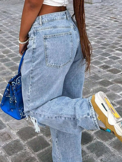 Distressed High-Waisted Jeans