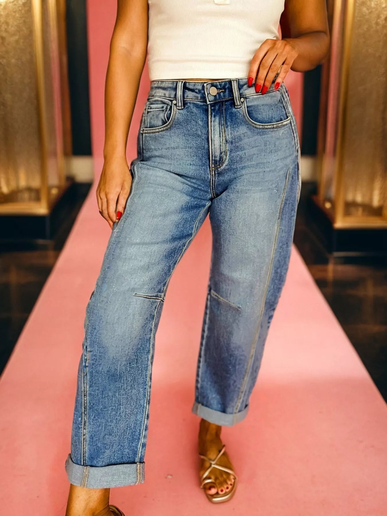 Vintage Washed Seam Detail Shift Jeans