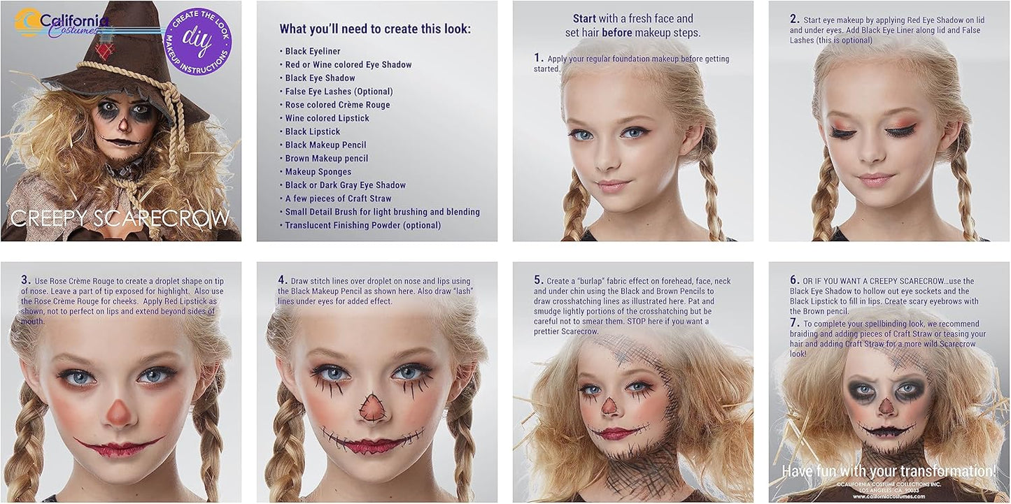 Women's Creepy Scarecrow Costume - Halloween Tunic with Rope Belt