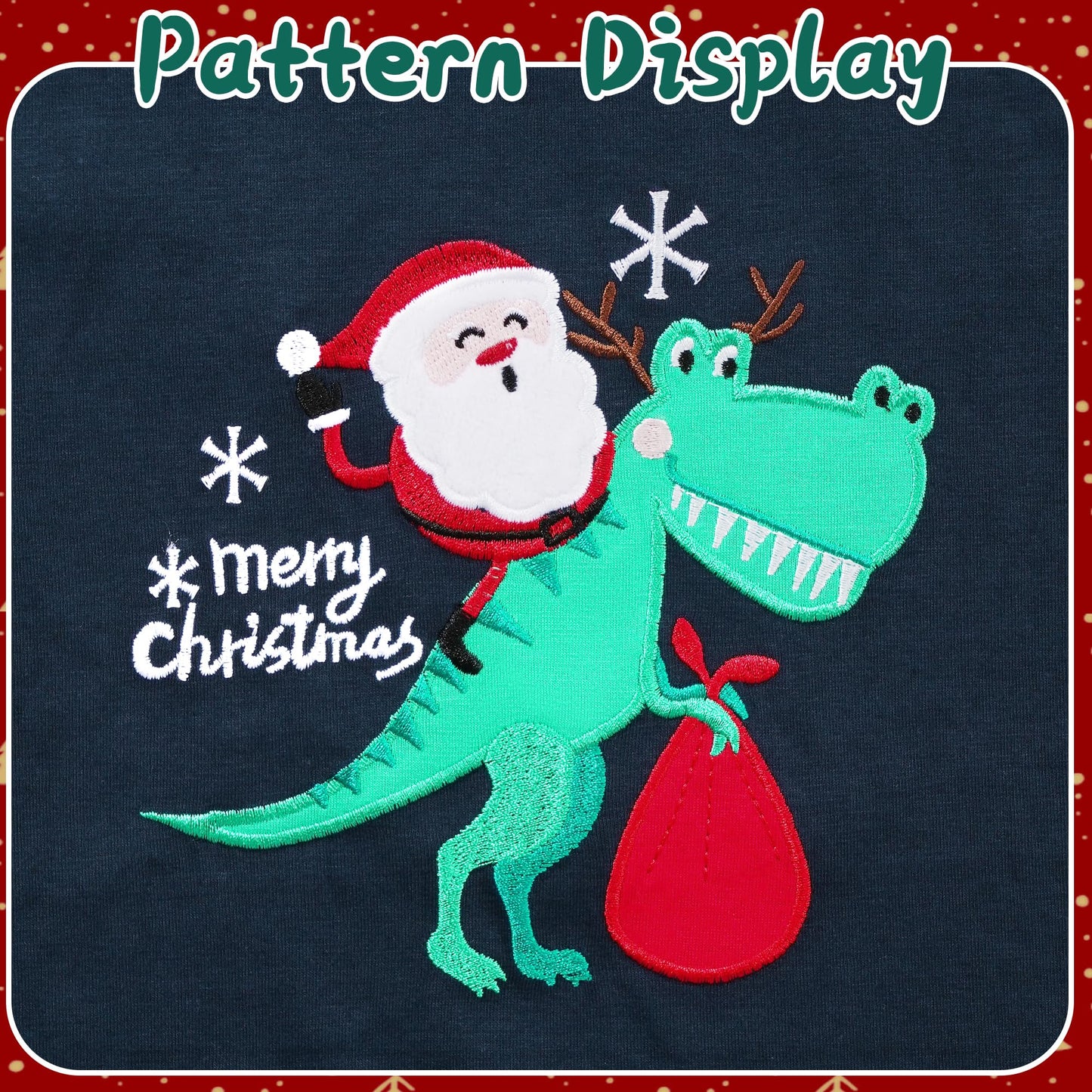 Tphon Kids Christmas Pajamas Sets Santa Claus Dinosaur Sleepwear Long Sleeve PJS Set for Boys Girls 2-12 Years
