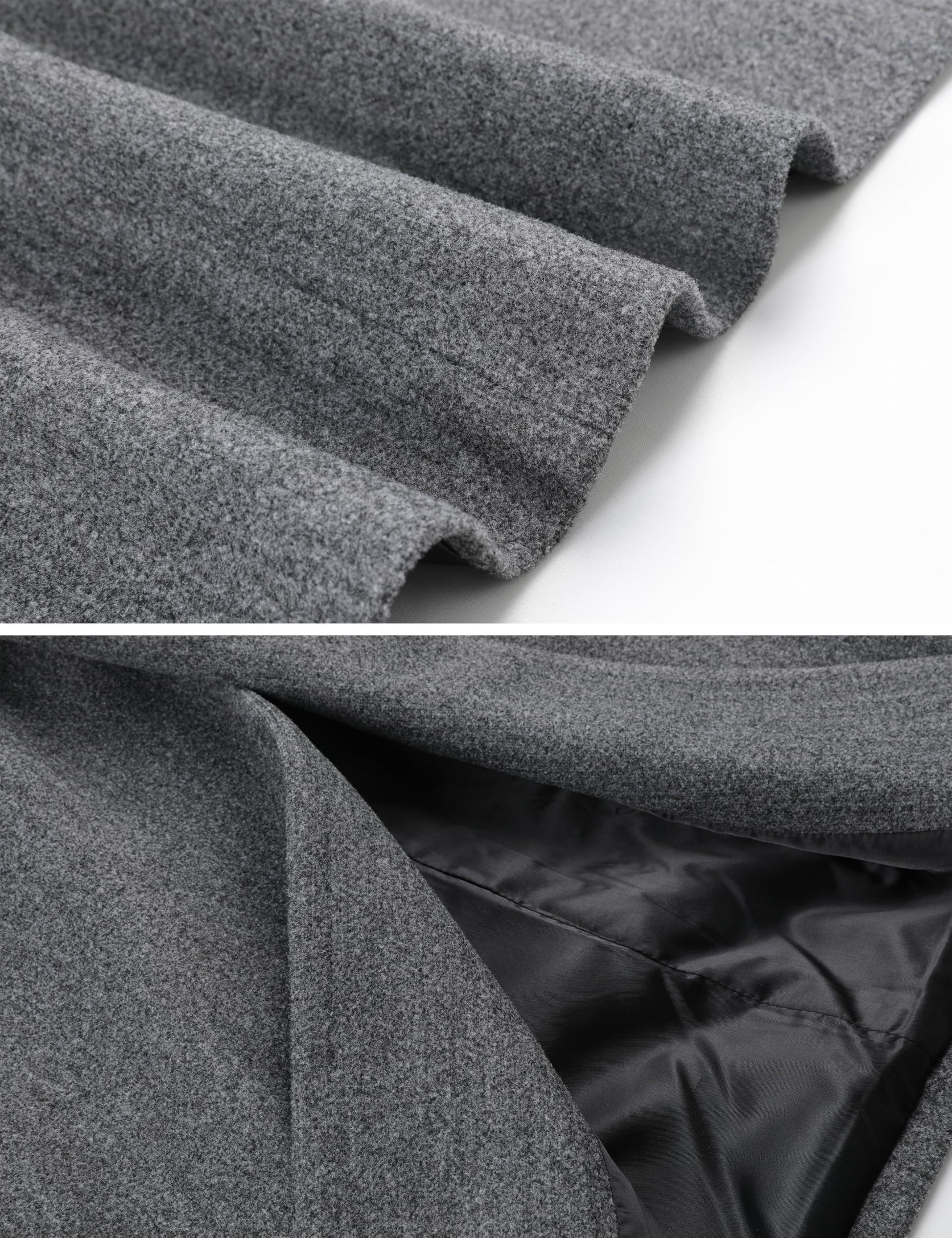 Wool Blend Pea Coat - Double Breasted Mid Length Trench Coat for Women