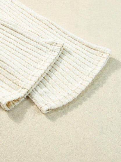 Ribbed Knit V-Neck Top and Pants Lounge Set
