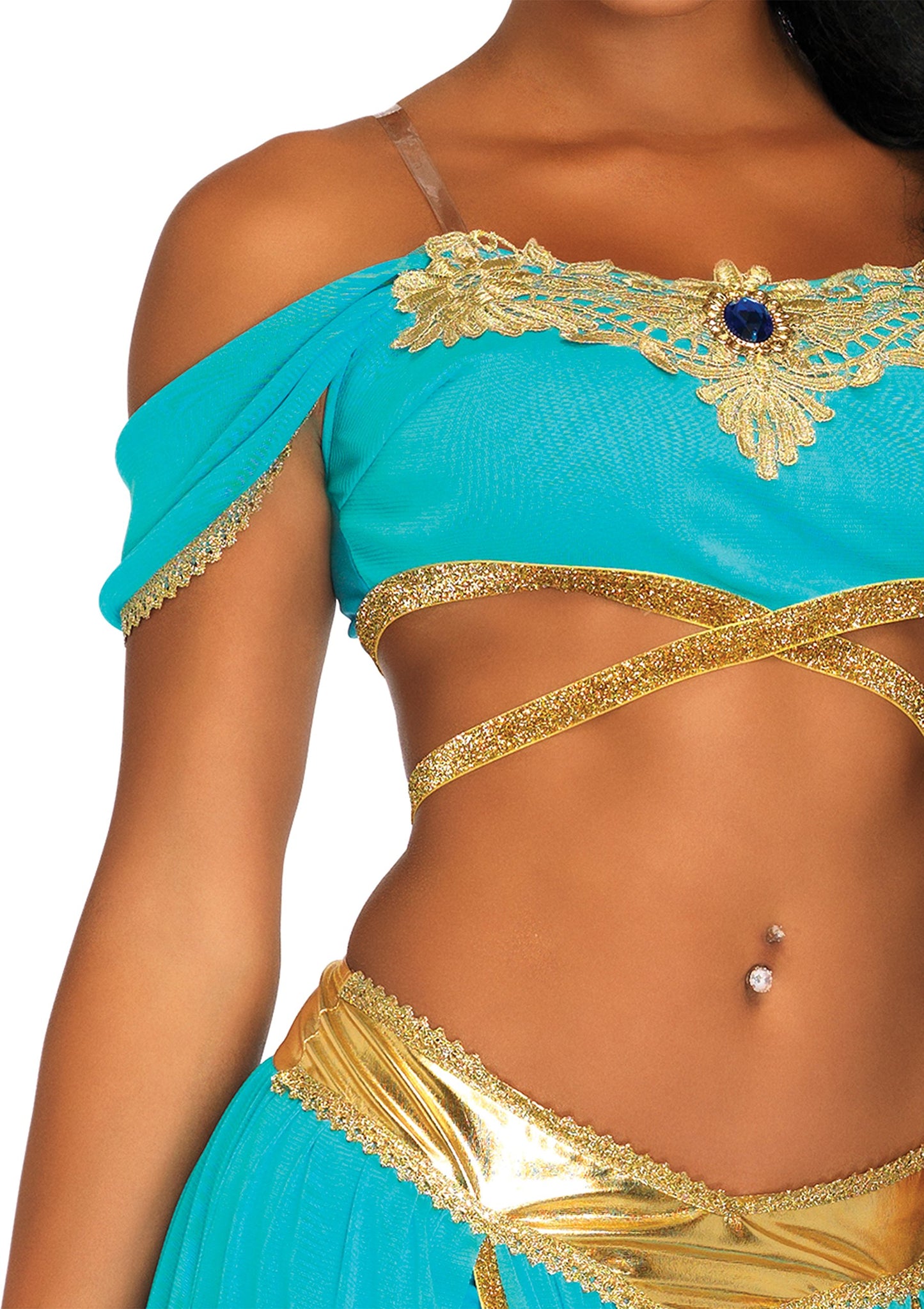 Women's Arabian Princess Costume - 4 Piece Oasis Outfit with Crop Top