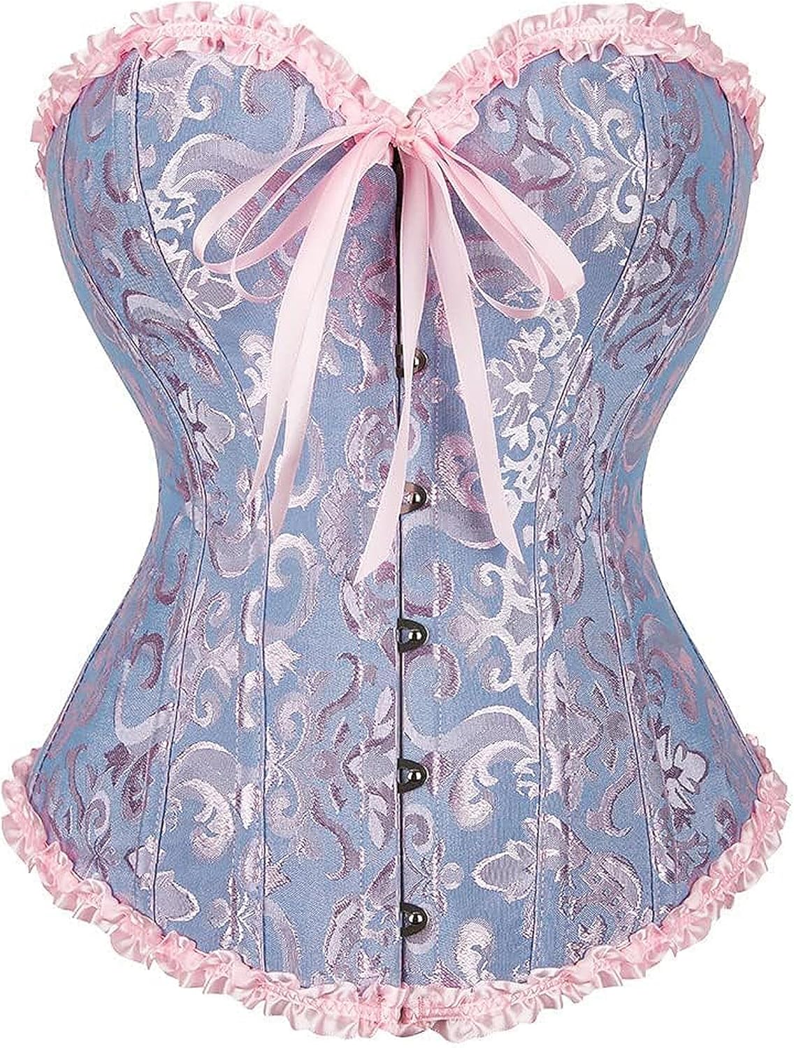 Corset Top for Women - Lace Bustier Shapewear with Push Up Support Blue