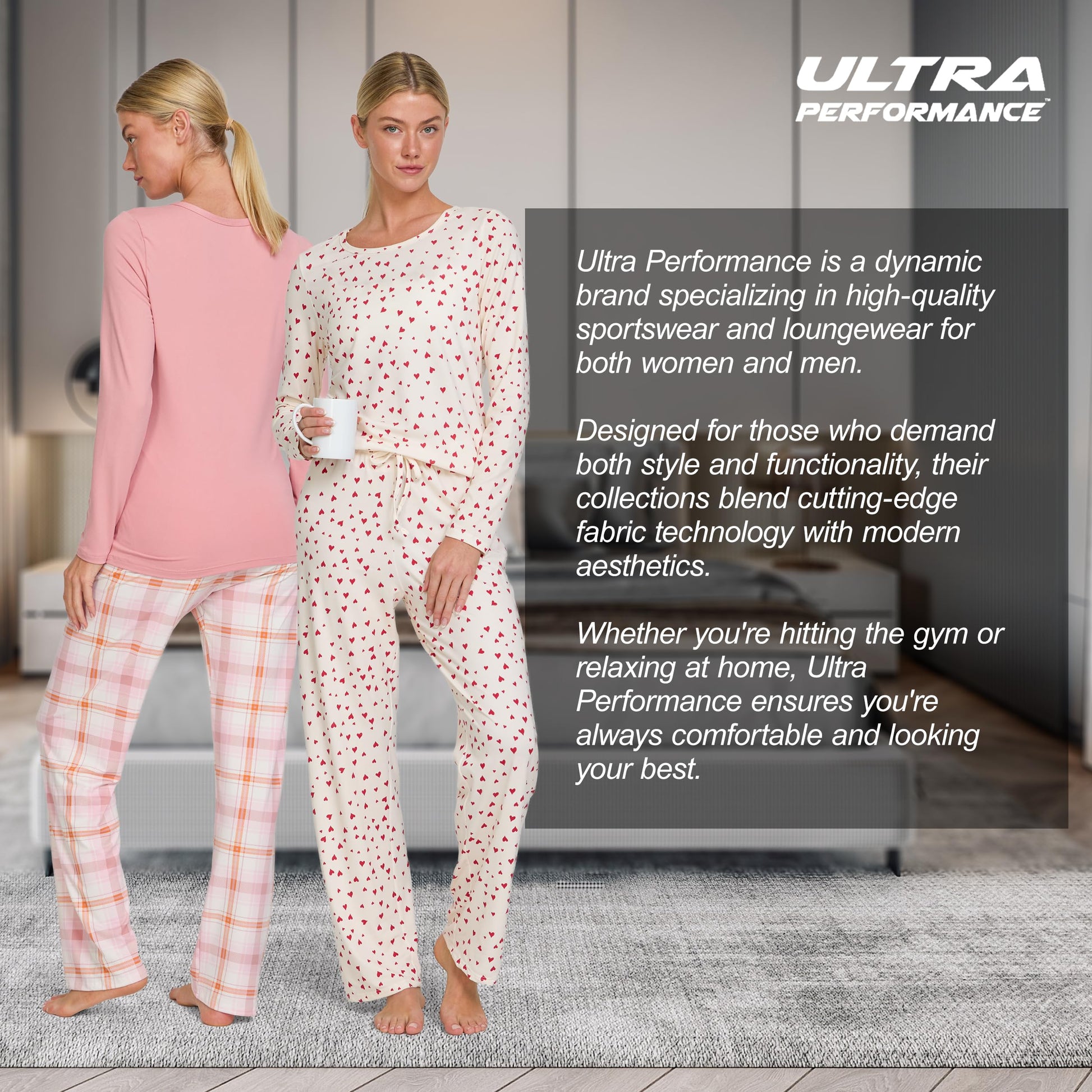 Women's Pajama Sets 2 Pack - Soft Lounge PJ Pants Set for Sleeping & Lounging