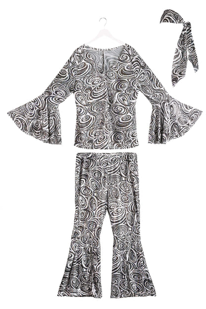 Foxy Lady Disco Costume - Women's 70s Retro Outfit with Bell Bottoms