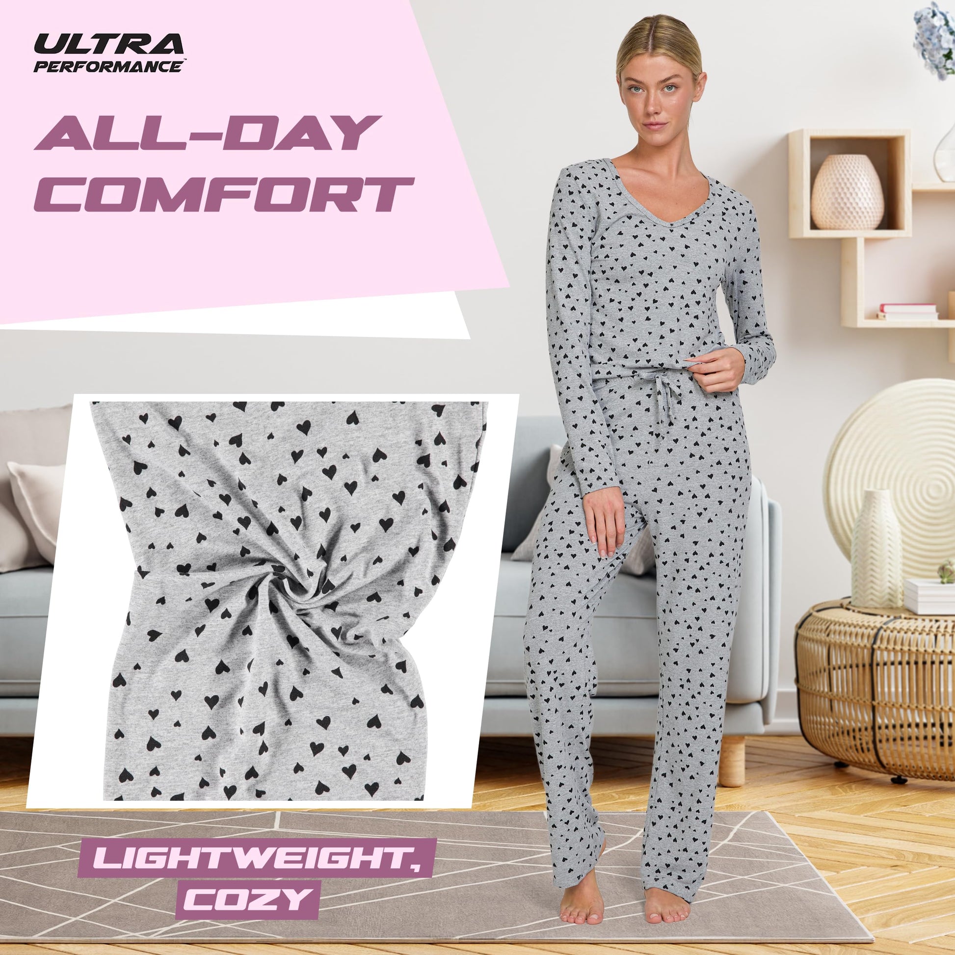 Women's Pajama Sets 2 Pack - Soft Lounge PJ Pants Set for Sleeping & Lounging