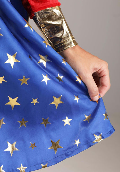 Wonder Woman Costume - Women's Long Sleeve Dress with Cape and Accessories