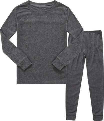 Boys Cotton Pajamas 2 Piece Set Kids Toddler Sleepwear PJs Grey F1