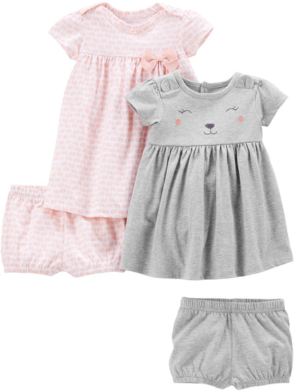 Girls Dress Set 2-Pack - Short Sleeve and Sleeveless Dresses