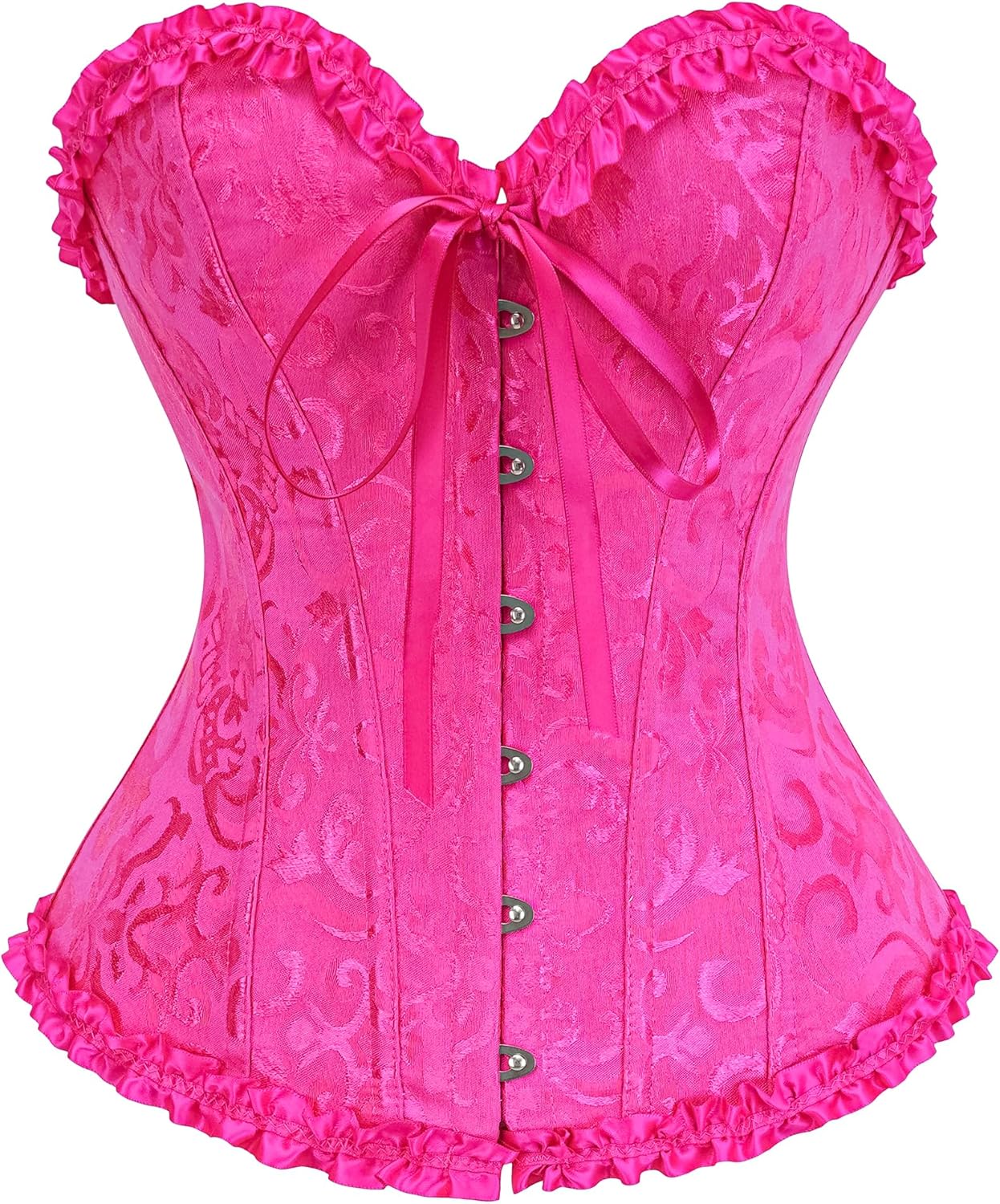 Corset Top for Women - Lace Bustier Shapewear with Push Up Support Small Rose Red
