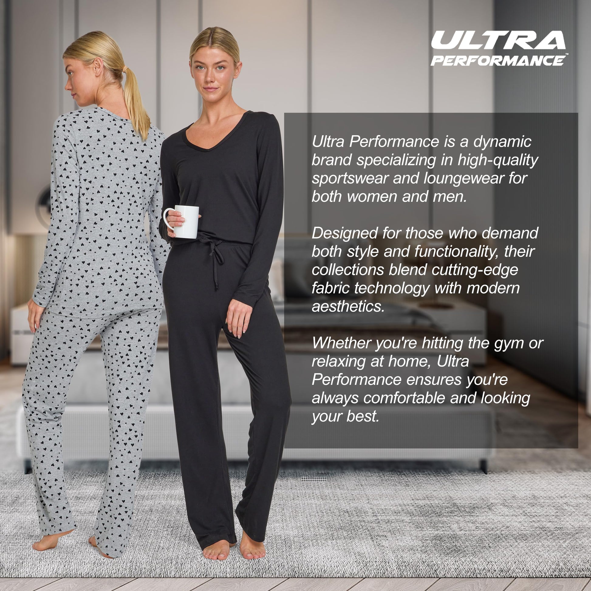 Women's Pajama Sets 2 Pack - Soft Lounge PJ Pants Set for Sleeping & Lounging