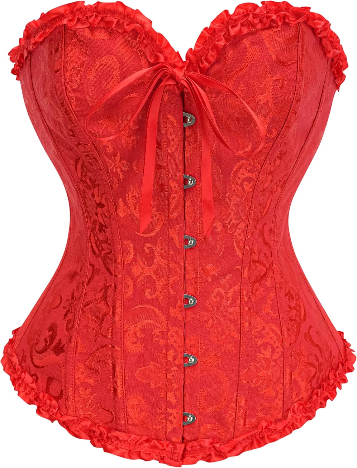 Corset Top for Women - Lace Bustier Shapewear with Push Up Support Red