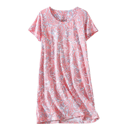 PNAEONG 3 Pack Women's Cotton Nightgown Sleepwear Short Sleeves Shirt Casual Print Sleepdress