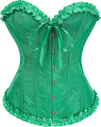 Corset Top for Women - Lace Bustier Shapewear with Push Up Support Small Jolly Green