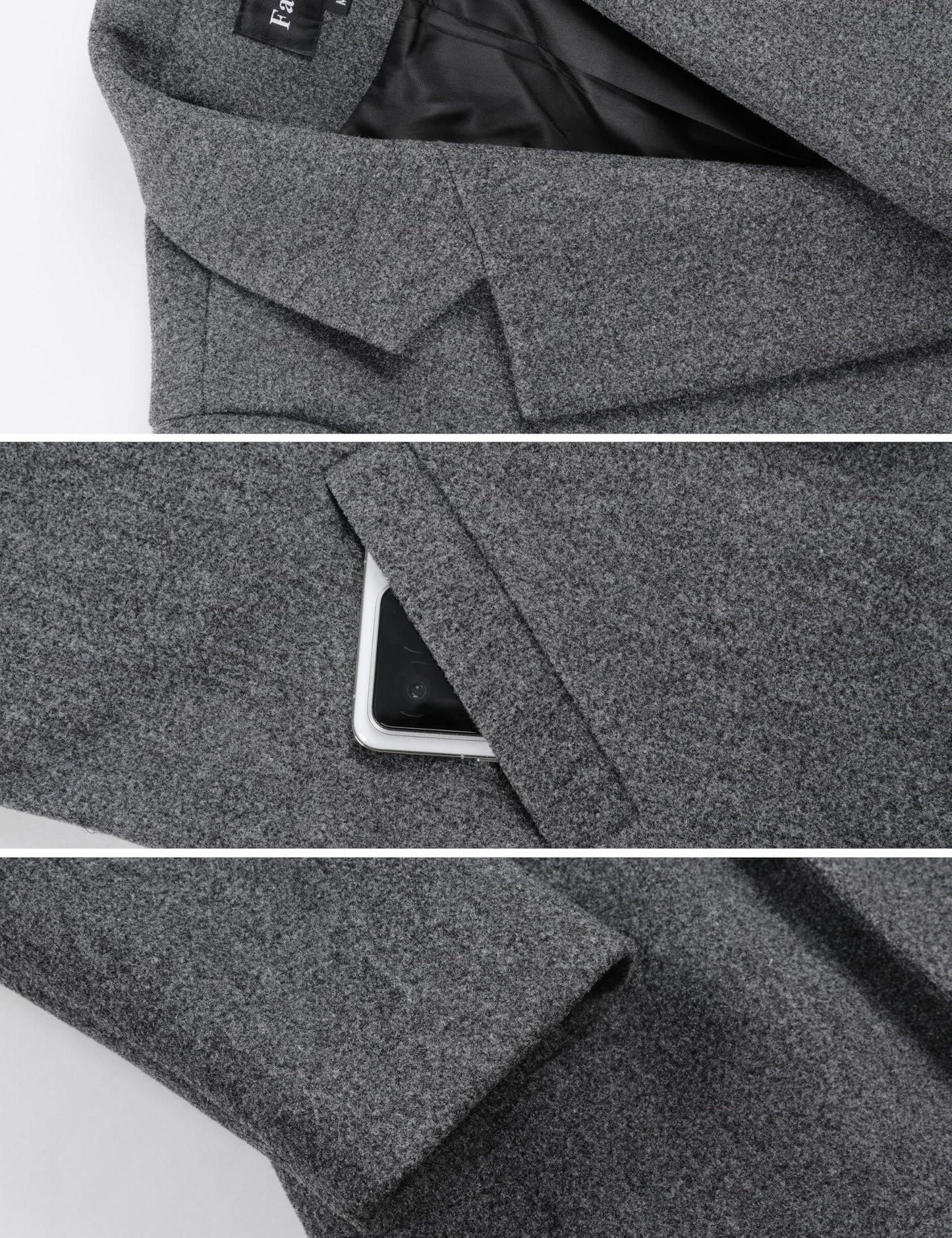 Wool Blend Pea Coat - Double Breasted Mid Length Trench Coat for Women