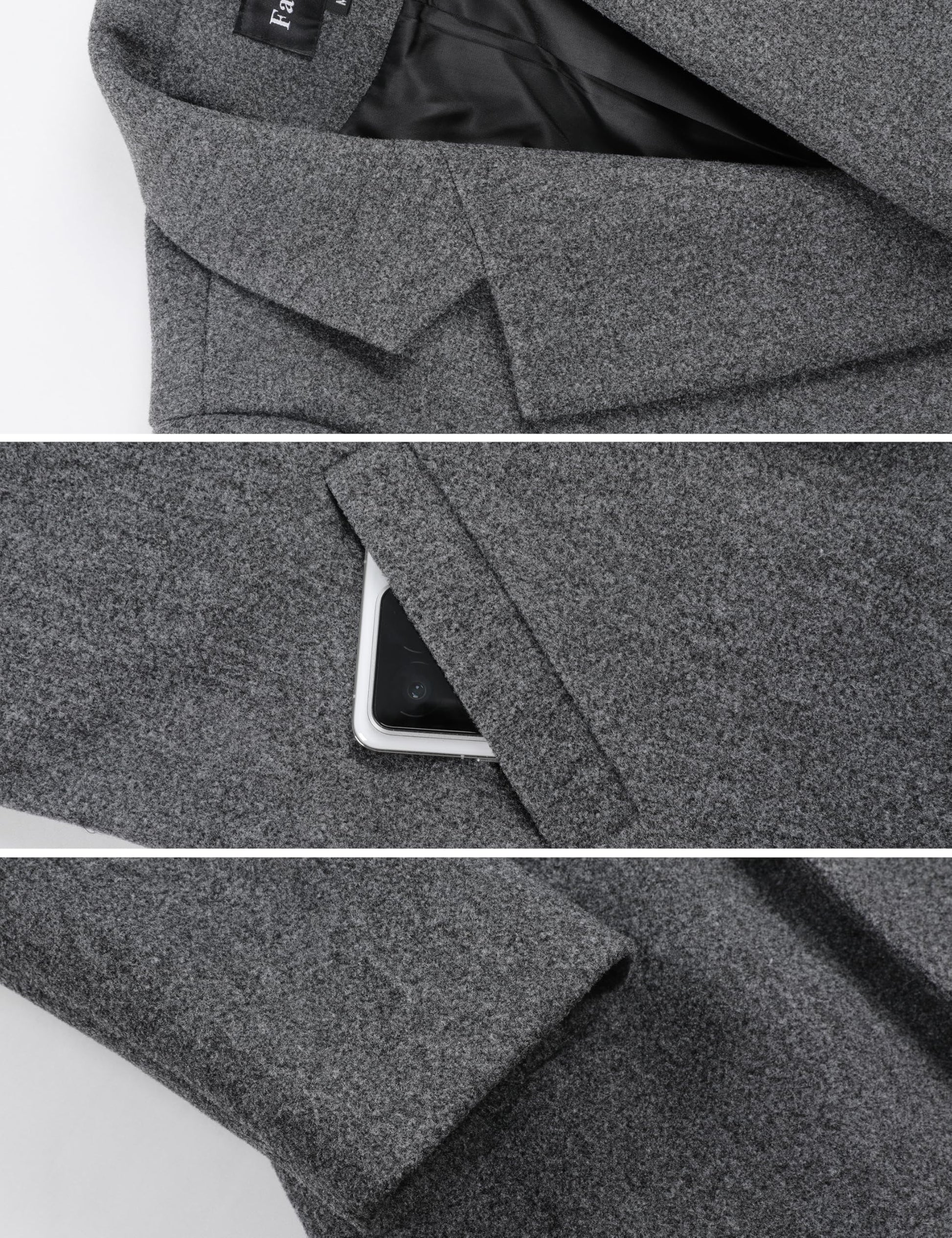 Wool Blend Pea Coat - Double Breasted Mid Length Trench Coat for Women