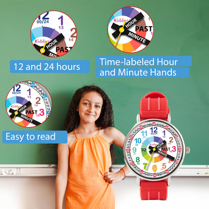 Kids Time Teacher Watch - Educational Analog Watch with Japanese Quartz Movement Ages 5-12