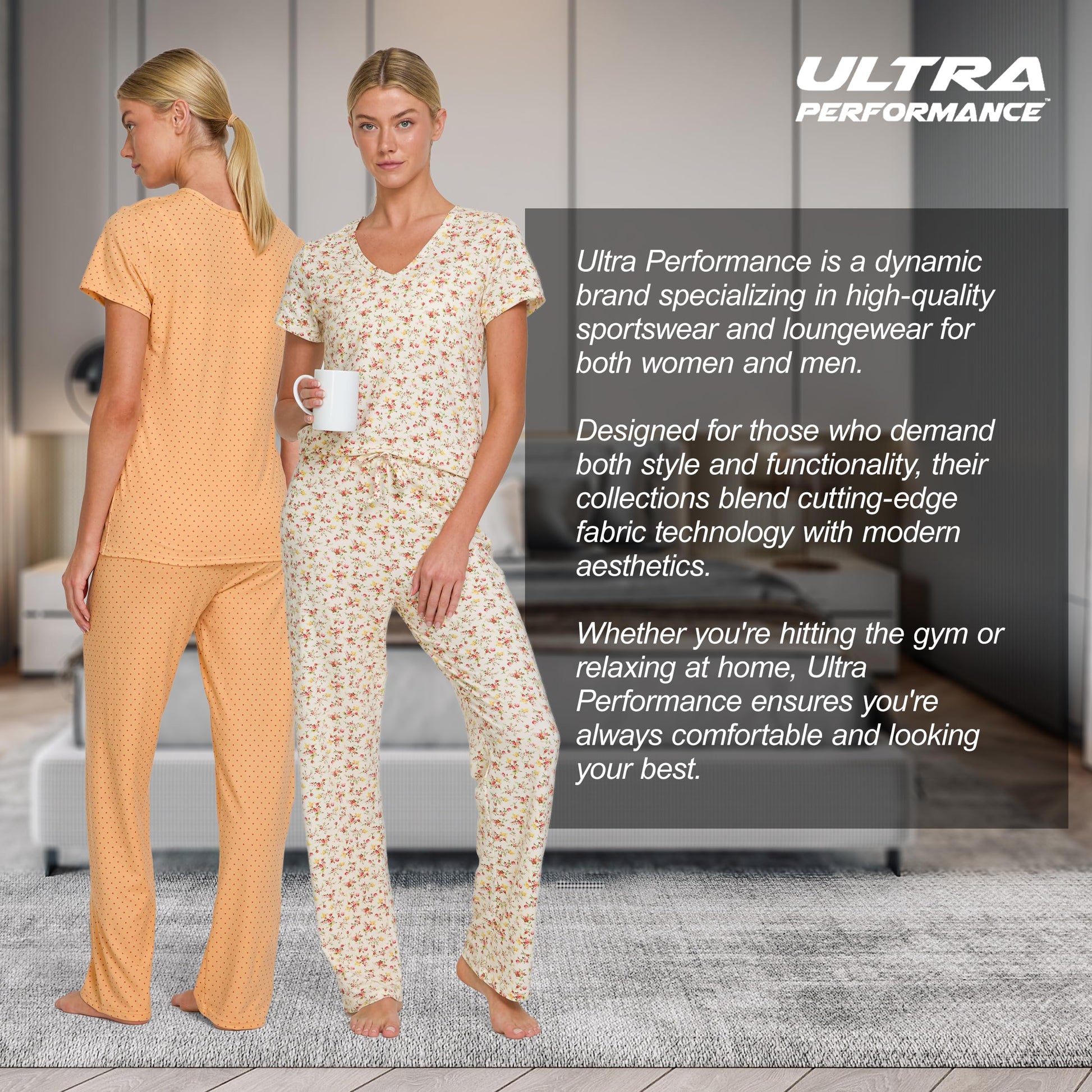 Women's Pajama Sets 2 Pack - Soft Lounge PJ Pants Set for Sleeping & Lounging