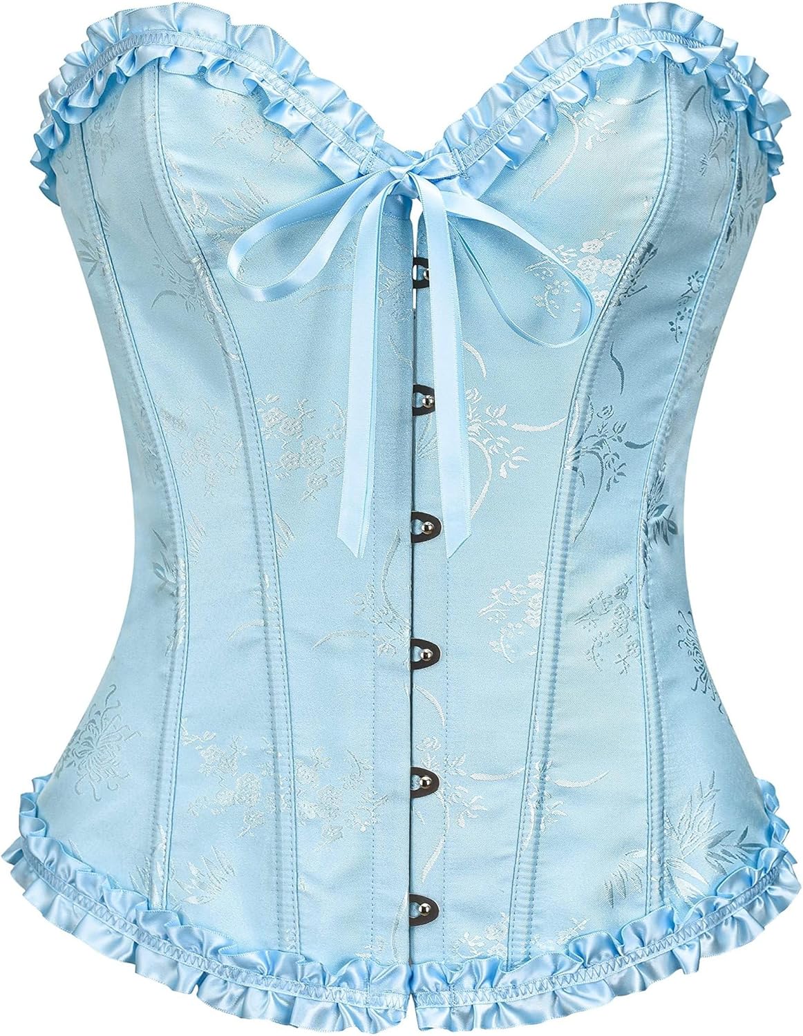 Corset Top for Women - Lace Bustier Shapewear with Push Up Support Crystal Blue