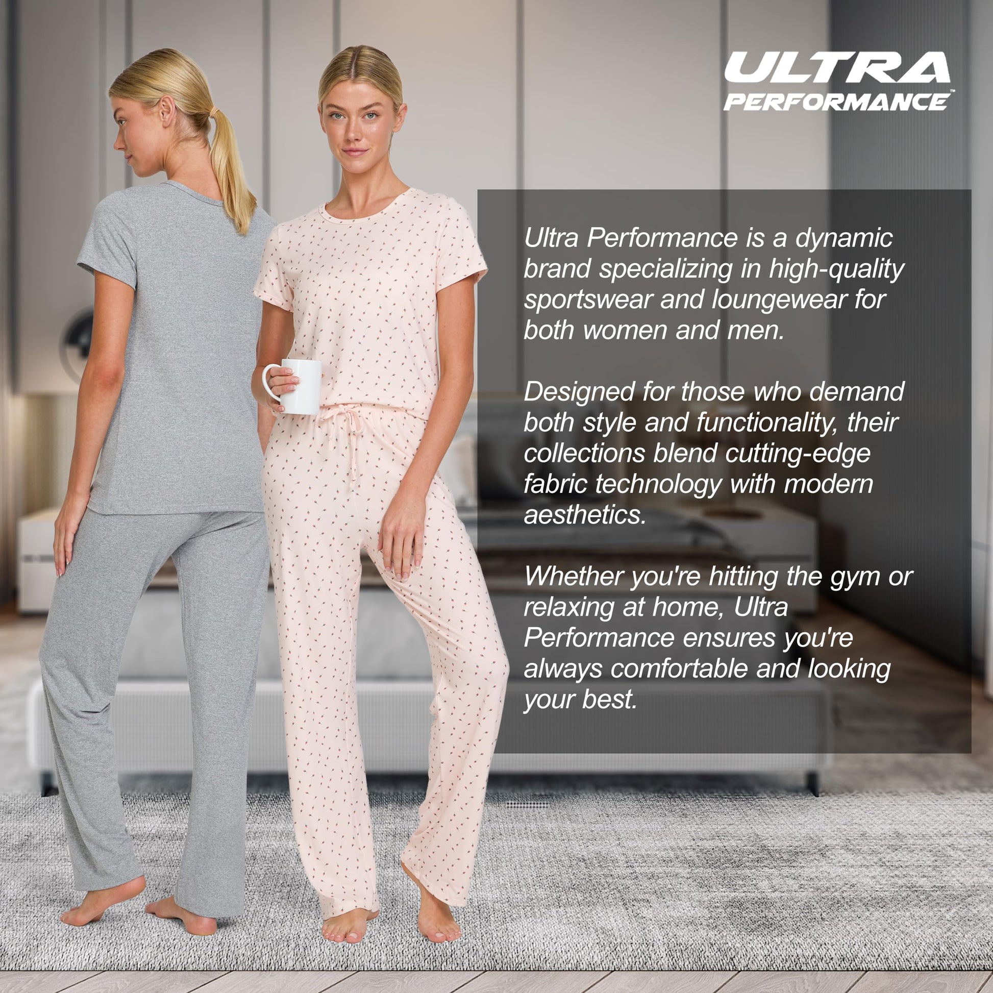 Women's Pajama Sets 2 Pack - Soft Lounge PJ Pants Set for Sleeping & Lounging