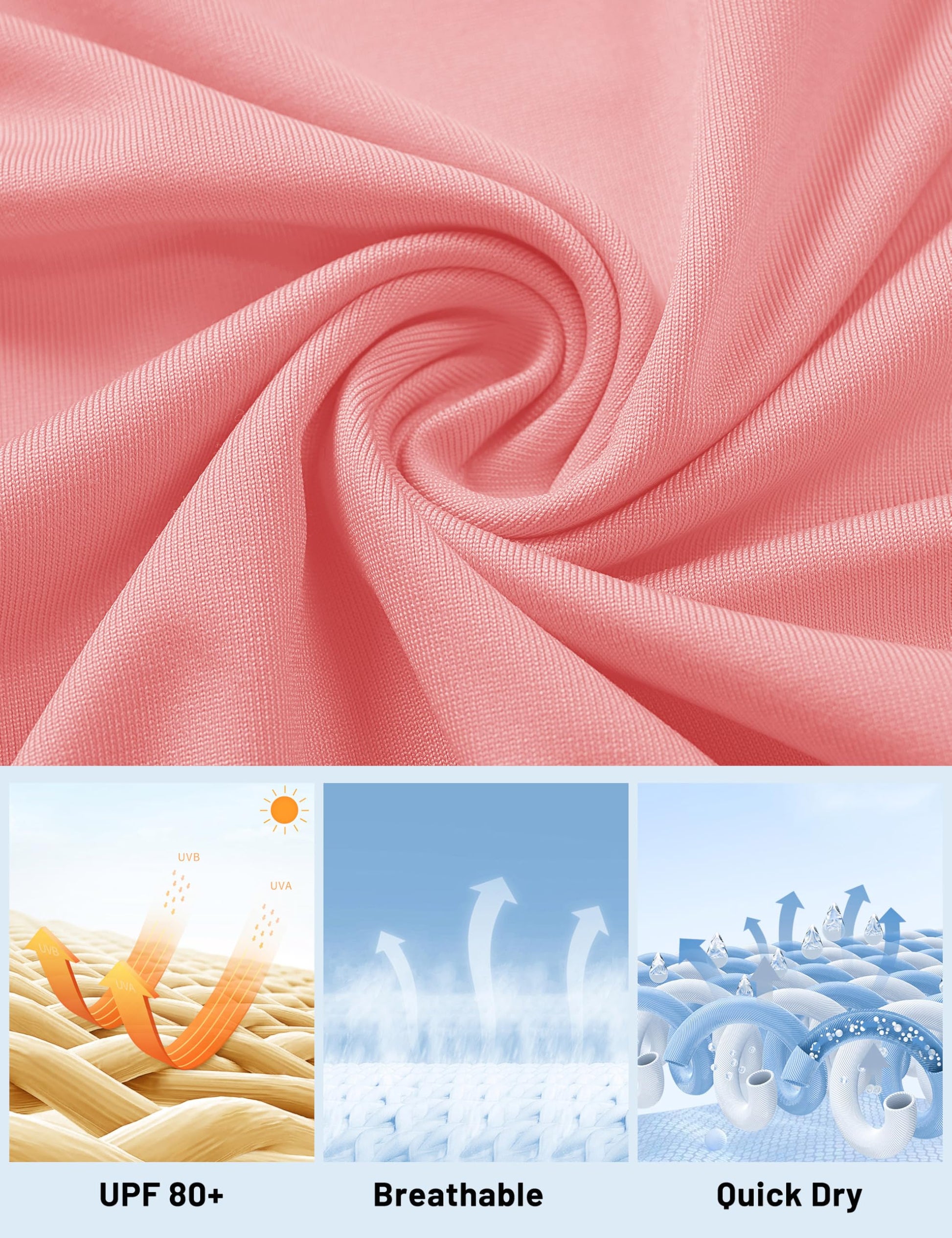 Women's UPF 80+ Long Sleeve Rash Guard - Quick Dry Athletic Shirt with Thumb Holes