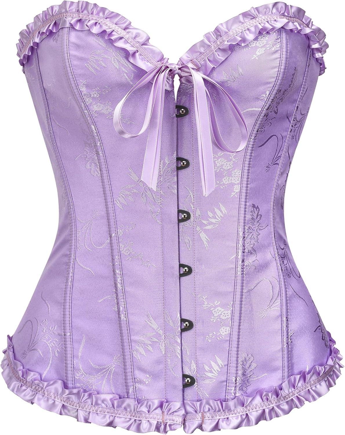 Corset Top for Women - Lace Bustier Shapewear with Push Up Support Lavender Frost Purple