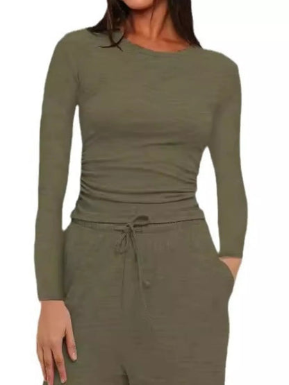 Full Size Casual Long Sleeve Top and Pants Set Plus Size