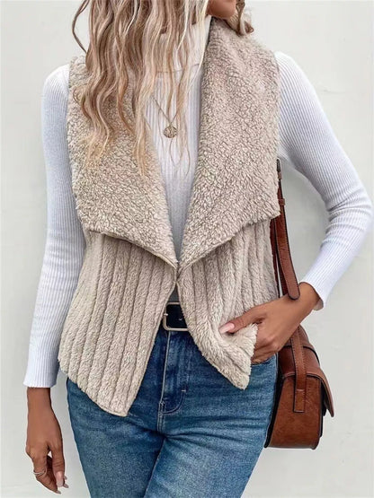 Cozy Fleece Open Front Vest Coat