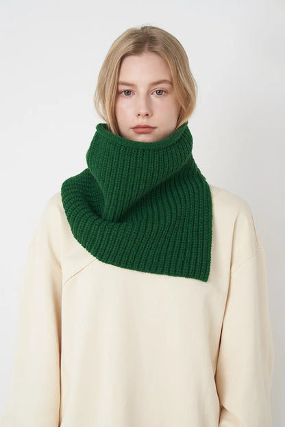 Slit Pullover Knit Scarf Dark Green One Size