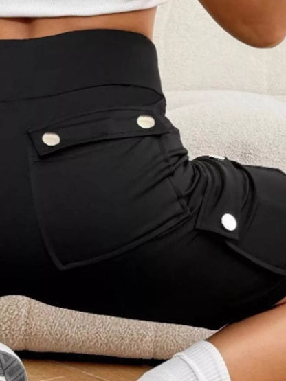 High Waist Pocketed Active Shorts