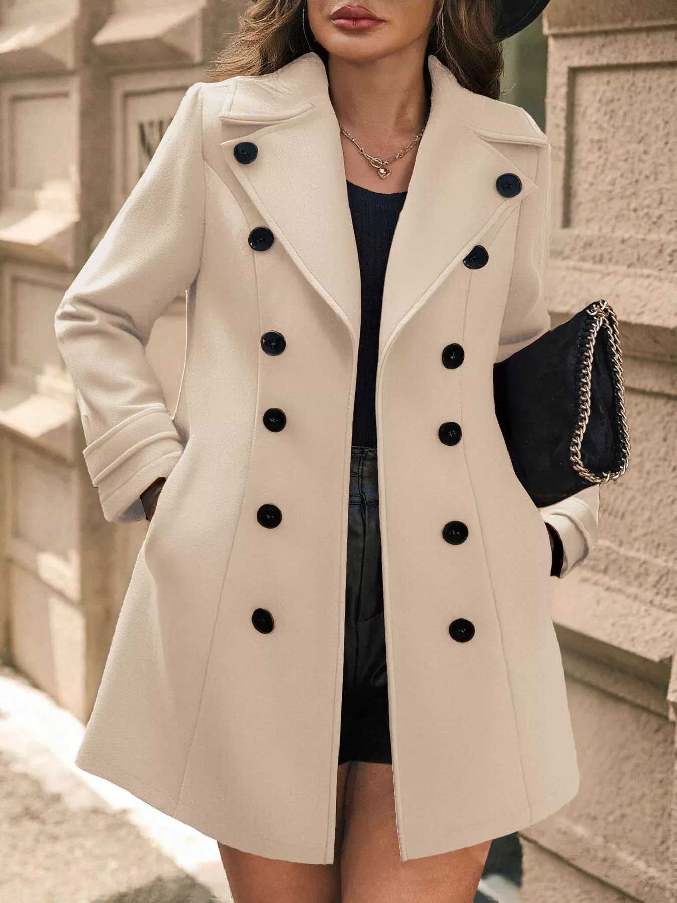 Double-Breasted Wool Blend Overcoat Dust Storm
