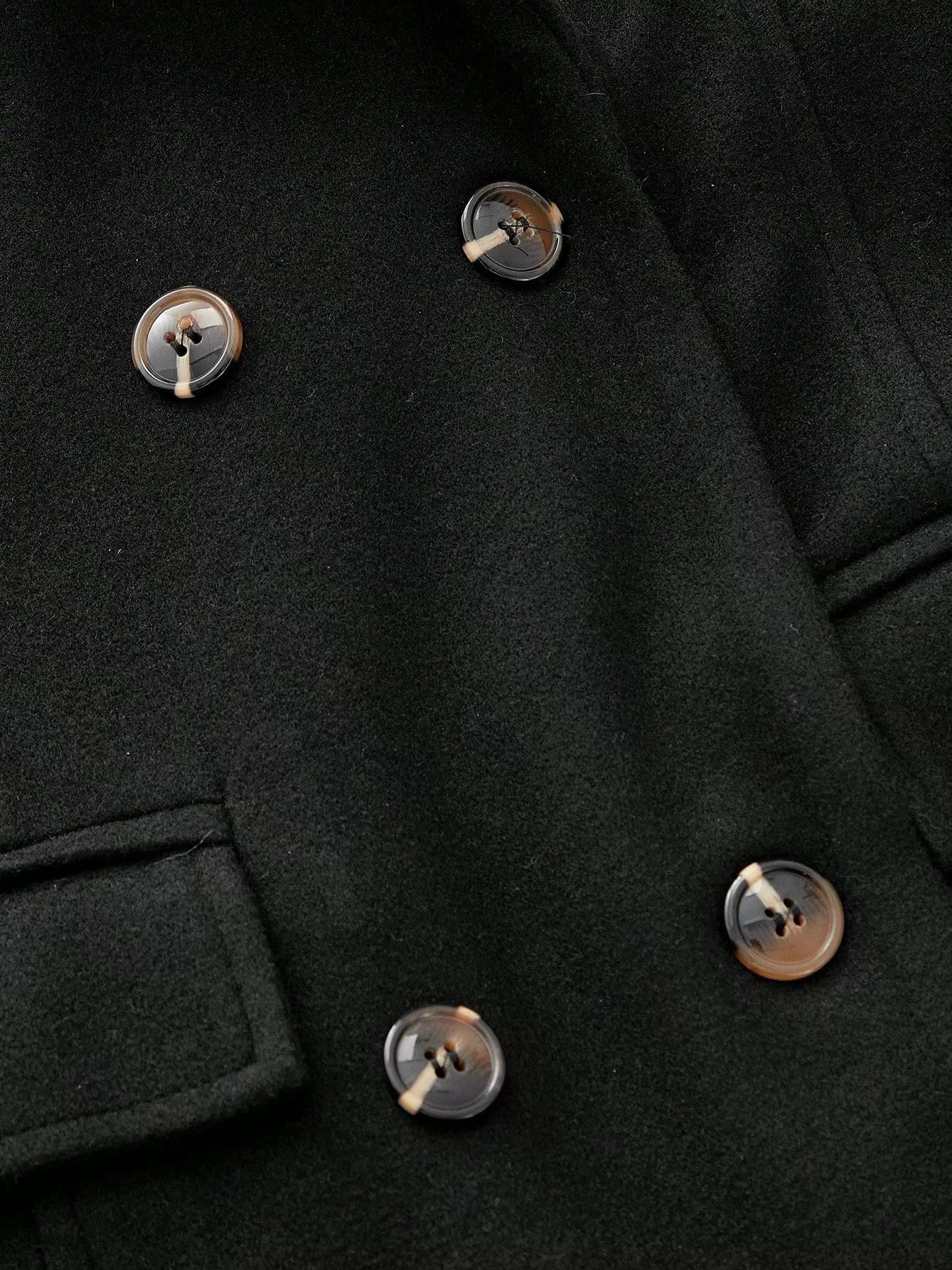 Double-Breasted Wool Blend Overcoat