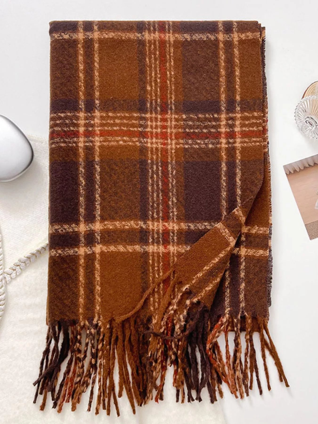 Warm Plaid Winter Scarf