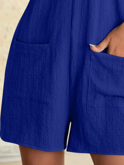 Full Size Knot Strap Romper with Pockets Plus Size