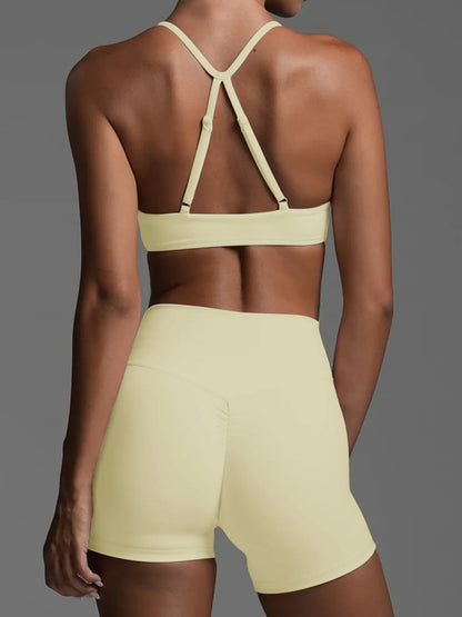 Ruched Sports Bra and High-Waisted Shorts Active Set