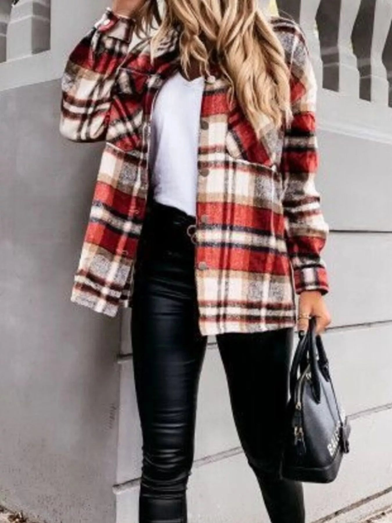 Plaid Button-Down Long Sleeve Shacket