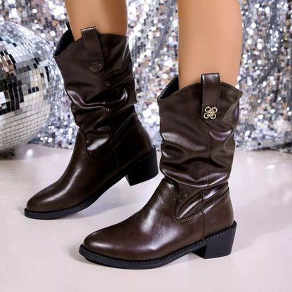 Point Toe Block Heel Boots