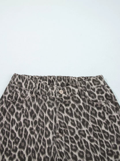 Leopard Straight Loose Leg Jeans
