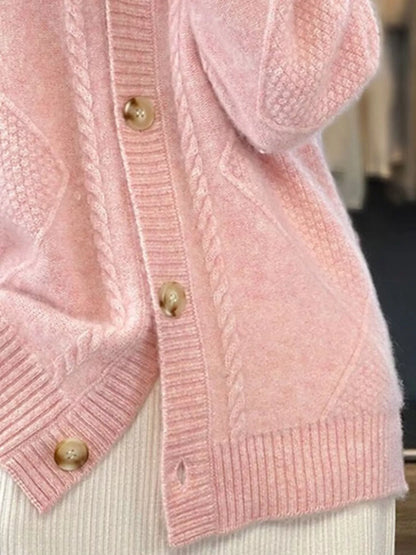 Full Size Textured Knit Button-Down Cardigan Plus Size