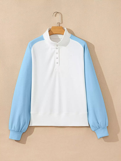 Color Block Snap Buttons Sweatshirt