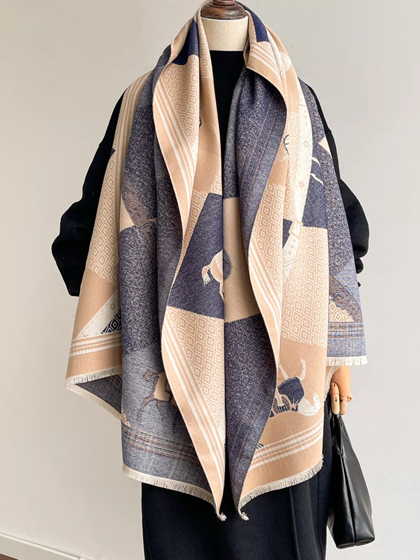 Equestrian Print Reversible Scarf