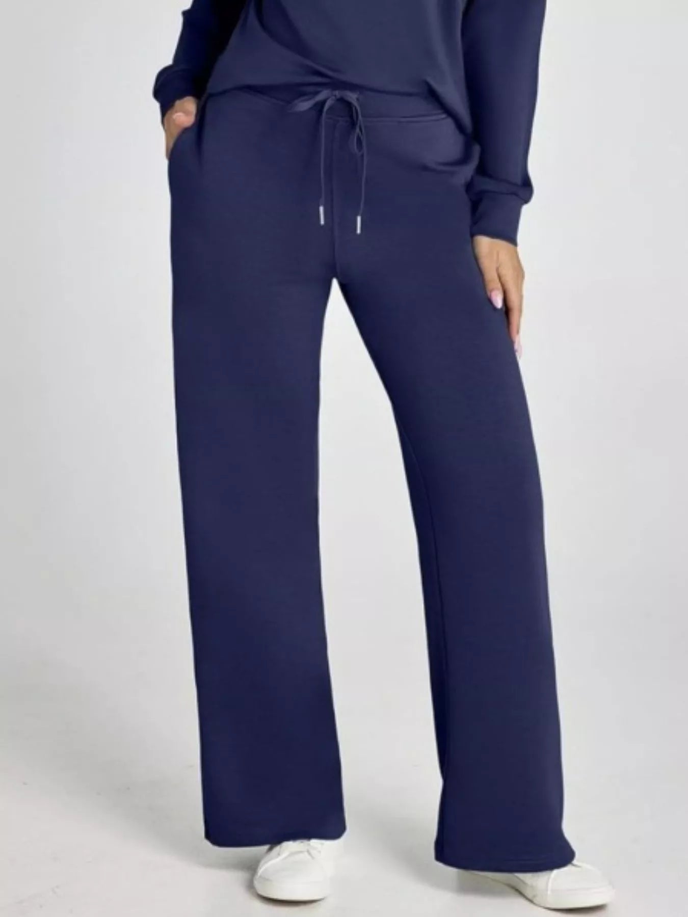 Full Size Johnny Collar Long Sleeve Top and Pants Plus Size