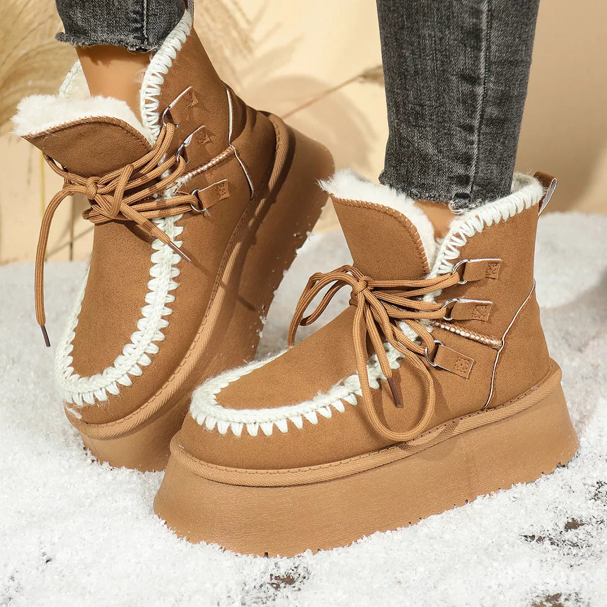 Sherpa Lined Platform Snow Boots
