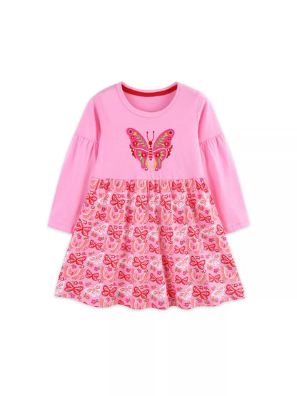 Children's Butterfly Long Sleeve Casual Dress