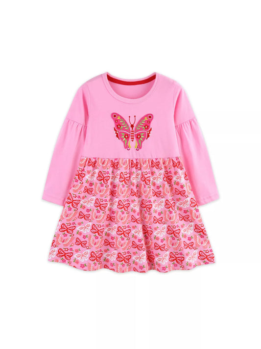 Children's Butterfly Long Sleeve Casual Dress
