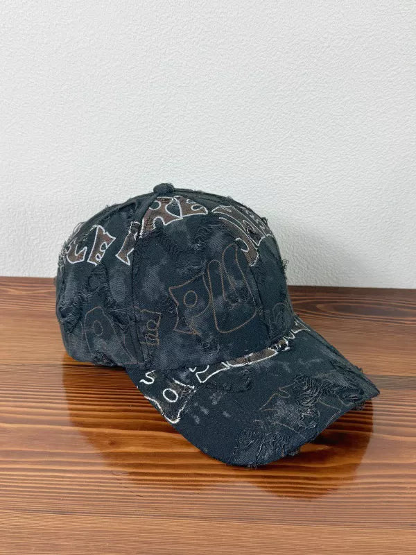Distressed Adjustable Baseball Cap Black One Size