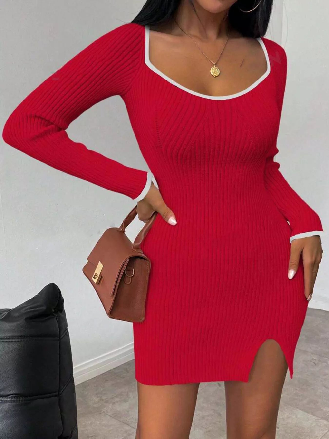 Ribbed Knit Bodycon Sweater Dress